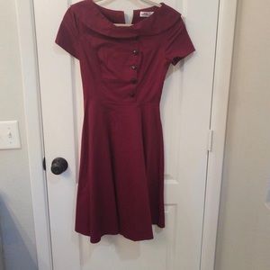 Retro vintage maroon collared dress size XS